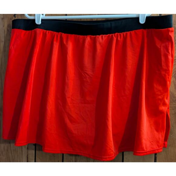 Cacique Swim Skirt Panties Bottom Womens Plus Size 28‎ 4X Red Stretch Slits Side - Picture 1 of 4
